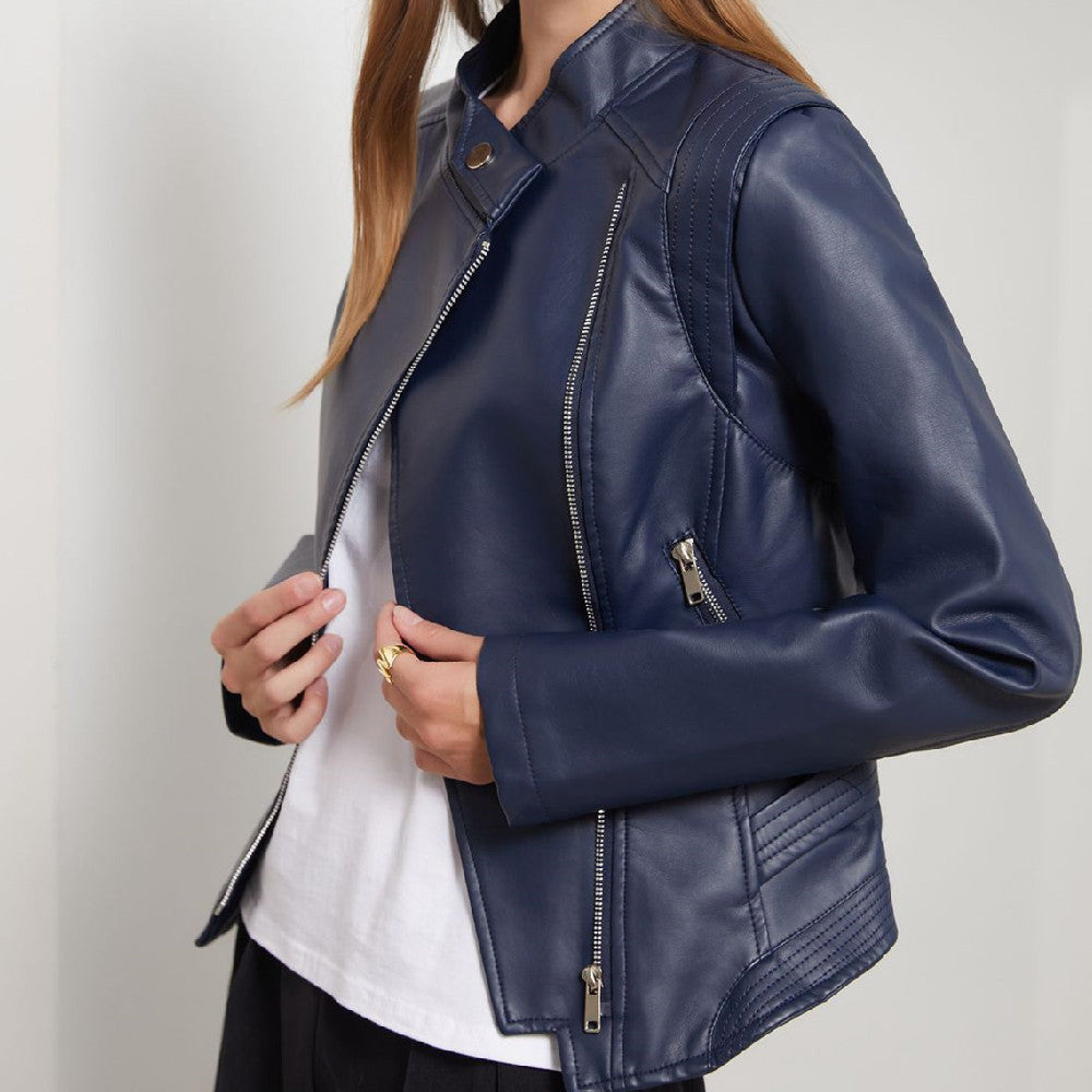 Chaqueta de piel slim Bella Noir